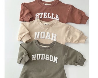 Puff Lettering oversized Sweatshirt Bodysuit | Bubble Sweatshirt Romper with Name | Bubble Sweater Bodysuit with Puffy Lettering