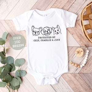 Custom Protected By Dog Bodysuit | Dog Onesie® | Personalized Dog Bodysuit