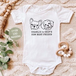 Dog&#39;s New Best Friend Bodysuit | Custom Dog Onesie® | Personalized Dog Bodysuit | Custom Dog Breed Onesie®