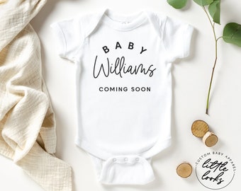 Custom Pregnancy Announcement Bodysuit / Last Name or First Name Baby Bodysuit / Baby Announcement Onesie®