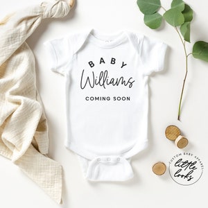 Custom Pregnancy Announcement Bodysuit / Last Name or First Name Baby Bodysuit / Baby Announcement Onesie®