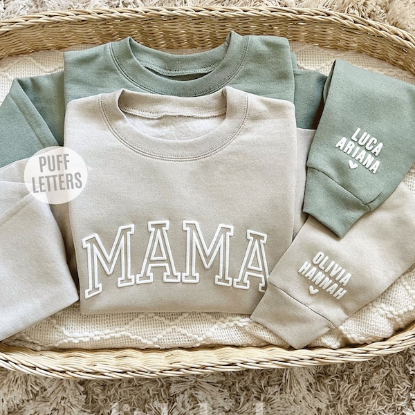 Mama Emboideed Cewneck Sweatshit, Mama Neckline Sweate