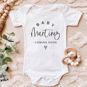 Custom Pregnancy Announcement Bodysuit / Last Name or First Name Baby Bodysuit / Baby Announcement Onesie®