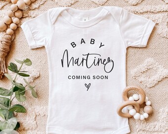 Custom Pregnancy Announcement Bodysuit / Last Name or First Name Baby Bodysuit / Baby Announcement Onesie®