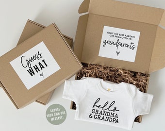 Hello Grandma and Grandpa Pregnancy Announcement Box | Pregnancy Reveal To Grandparents | Hello Grandma and Grandpa Bodysuit