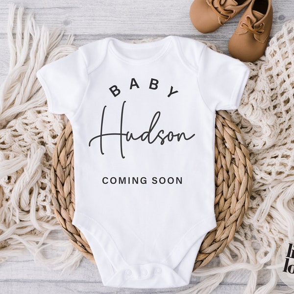 Custom Pregnancy Announcement Bodysuit / Last Name or First Name Baby Bodysuit / Baby Announcement Onesie®