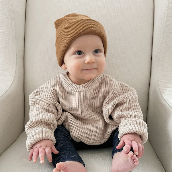 Oversized Knit Sweater for Baby | Toddler Sweater | Chunky Unisex Kid's Sweater | Sizes 0-3 Months to 4