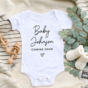 Custom Pregnancy Announcement Bodysuit / Last Name or First Name Baby Bodysuit / Baby Announcement Onesie®