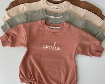 Oversized Sweatshirt Bodysuit with Name | Bubble Sweatshirt Romper | Bubble Sweater Bodysuit with Name