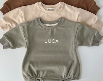 Oversized Sweatshirt Bodysuit with Name | Bubble Sweatshirt Romper | Bubble Sweater Bodysuit with Name