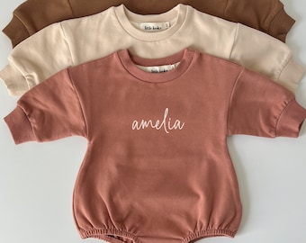 Oversized Sweatshirt Bodysuit with Name | Bubble Sweatshirt Romper | Bubble Sweater Bodysuit with Name