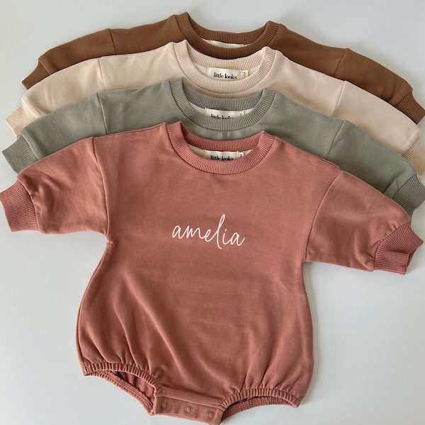 Oversized Sweatshirt Bodysuit with Name | Bubble Sweatshirt Romper | Bubble Sweater Bodysuit with Name