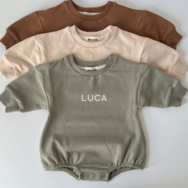 Oversized Sweatshirt Bodysuit with Name | Bubble Sweatshirt Romper | Bubble Sweater Bodysuit with Name