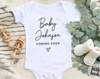 Body personalizado para anuncio de embarazo / Body para bebé con apellido o nombre / Mono para anuncio de bebé®
