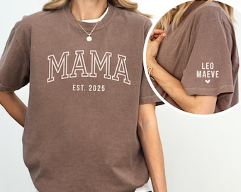 Comfort Colors Mama TShirt with Kids Names est Year | Custom New Mom Gift | Gift for Moms Birthday from Kids | Baby Shower Gift | Mama Shirt