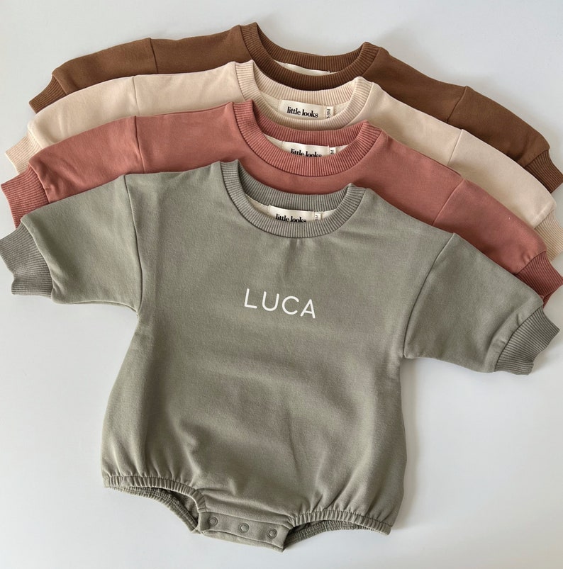 Body sudadera extragrande con nombre / Mono sudadera burbuja / Body suéter burbuja con nombre imagen 1