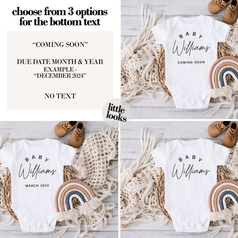 Custom Pregnancy Announcement Bodysuit / Last Name or First Etsy