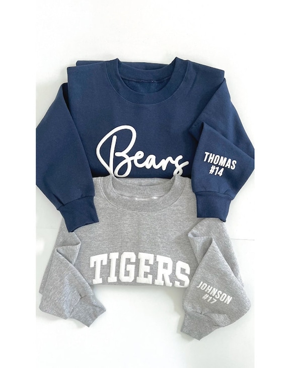 Team Name Sweatshirt with Puff Letters | Embossed Style Custom Team Sweater | Sports Mom Game Shirt | Team Sweatshirt with Name