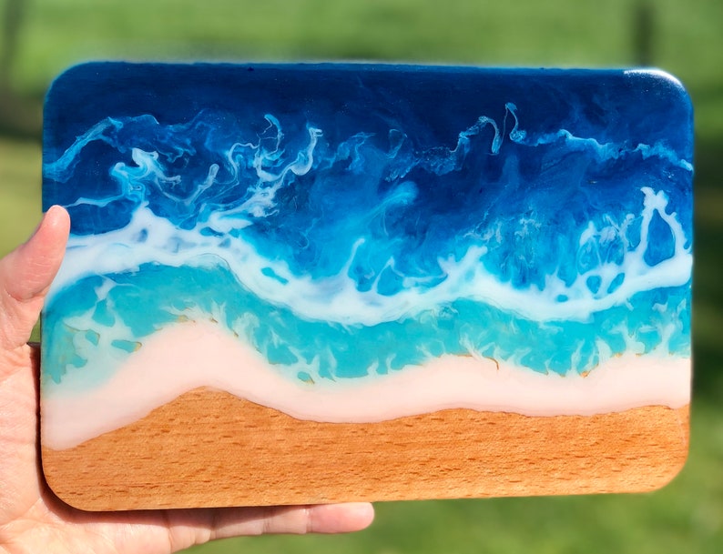 Beach resin wall art. Beach wall hanging. Rectangular beach | Etsy