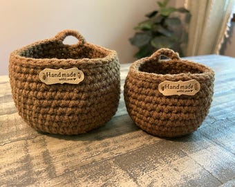 Hanging Crochet Basket: Handmade Nursery & Home Storage