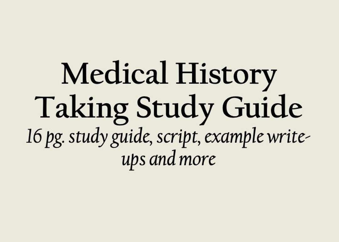 Medical History Taking PDF Study Guide / Medical History Template