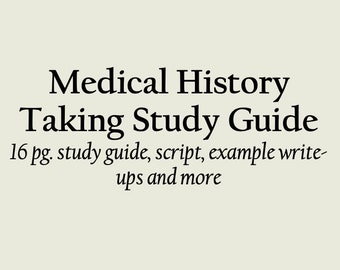 Guía de estudio en PDF para tomar historial médico / Plantilla de historial médico / Guía de estudio de la escuela de enfermería / Guía de estudio de la escuela de medicina / Guión HPI