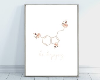 Arte de la serotonina / Decoración de la pared de la serotonina / Arte del cerebro / Arte de la ciencia / Impresión de la serotonina / Arte de la pared de la ciencia / Regalo para la enfermera / Graduación de la enfermera