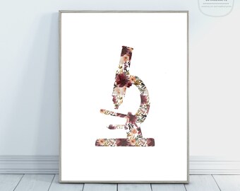 Microscope Art Work / Microbiología Art / Biology Art / Science Decor / Histology Art / Microbiomes Science Art / Gift for Scientist / Neuro