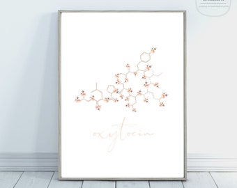 Arte de oxitocina / Decoración de la pared de oxitocina / Arte del cerebro / Arte de la ciencia / Impresión de oxitocina / Arte de la pared de la ciencia / Regalo para la graduación de la enfermera / de la enfermera