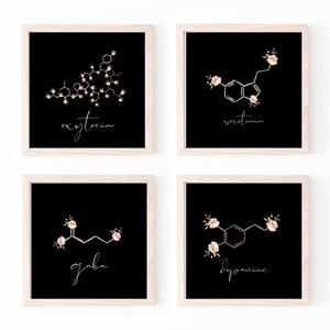 Oxytocin Serotonin Dopamine SET / Hormone Art / GABA / Chemistry Art / Neuroscience Art / Brain Art / Nurse Art / Wall Art / Science Decor