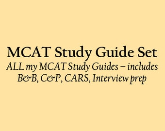 Paquete de guía de estudio MCAT SET / CARS Prep / Preparación para entrevistas en la escuela de medicina / Guía de bio y bioquímica / Guía de química y física / Guía de premedicina