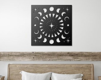 Sun, Moon and Stars Metal Wall Art