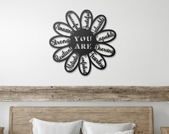 Sunflower Positive Affirmation Metal Wall Art | Sunflower Gift