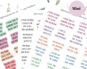 Affirmations for Health and Wellness, Positive Affirmation Stickers, Mini Sticker Sheet