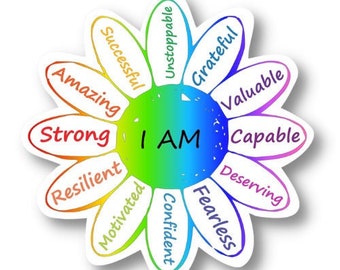 Sunflower Positive Affirmation Sticker, Waterproof Vinyl Sticker Decal, Encouraging Sticker, Motivational Sticker Quote