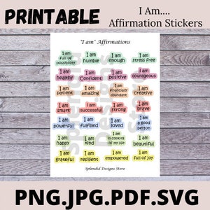 Adesivos de afirmação, adesivos para impressão, download instantâneo, adesivos para scrapbook, adesivos para diário, adesivos para Cricut e Silhouette