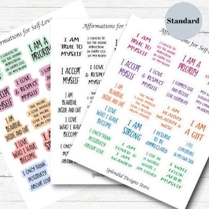 Affirmations for Self-Love Sticker Sheet, Self-Love Stickers, Positive Affirmation Planner Stickers