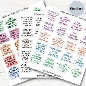 Stickers citations sur la confiance en soi, feuille d'autocollants affirmation positive, stickers citations inspirantes, stickers pour agenda citations motivantes
