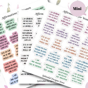 Affirmations for Women Mini Stickers, Positive Affirmation Sticker Sheet, Inspirational Quote Stickers, Motivational Quote Planner Stickers