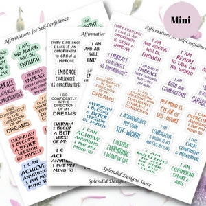 Self-Confidence Quotes Mini Stickers, Positive Affirmation Sticker Sheet, Inspirational Quote Stickers, Motivational Quote Planner Stickers