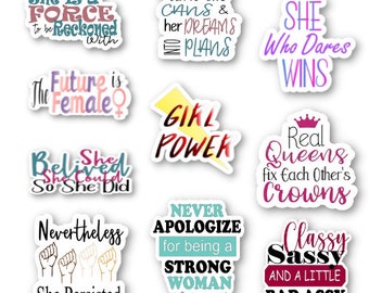 Motivational Stickers for Women, Motivational Sticker Pack, Female Empowerment Stickers, Feminism Sticker, Waterproof Vinyl Stickers