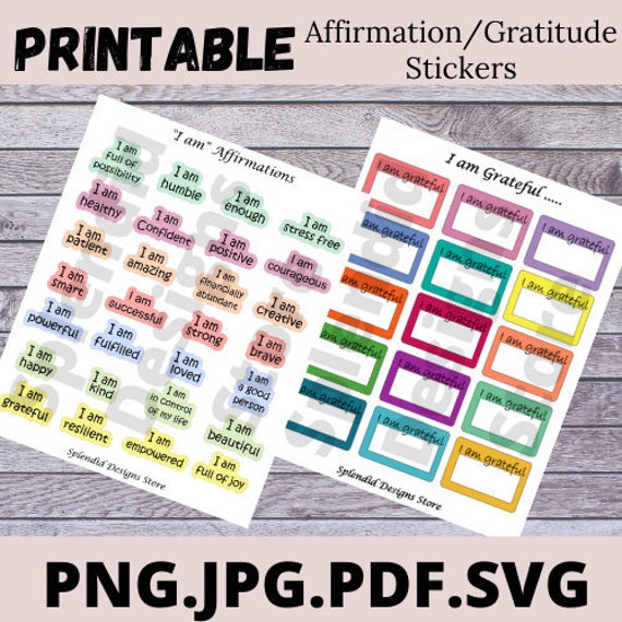 Gratitude stickers - Motivational stickers - Positive affirmation