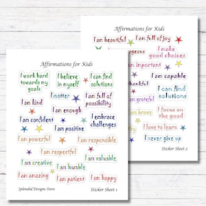 Autocollants d'affirmation positive pour enfants | Autocollants d'amour de soi pour enfants | Autocollants de motivation pour les enfants