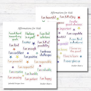 Positive Affirmation Stickers for Kids | Self-Love Stickers for Kids | Motivational Stickers for Kids