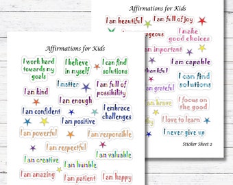 Positive Affirmation Stickers for Kids | Self-Love Stickers for Kids | Motivational Stickers for Kids