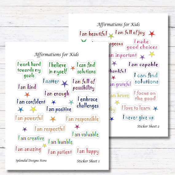 Positive Affirmation Stickers for Kids Self-love Stickers for Kids Motivational  Stickers for Kids 