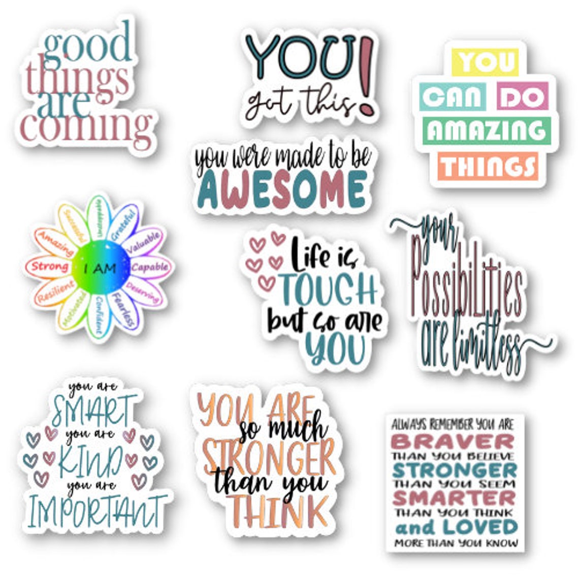 Positive Affirmation Sticker Pack, Motivational Sticker Pack ...