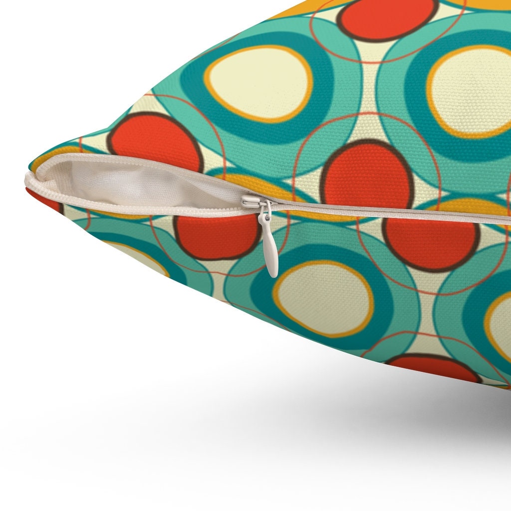 midcentury modern throw pillow spun polyester square