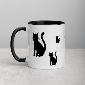 Black Cat Coffee Mug, Gift for Cat Lovers Mug, Halloween Cat Mug