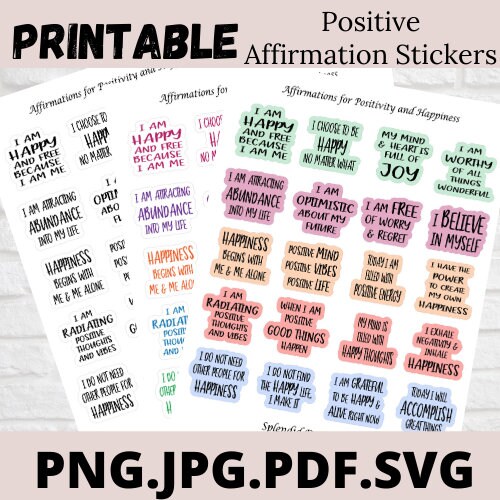 Positive Affirmation Sticker Bundle, 100 Motivational Sticker Quotes ...